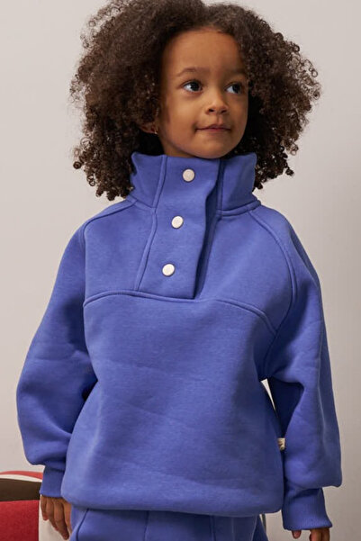 Oh La La Koala For Little Ones Leylak Mock Neck Snap Fastener Sweatshirt