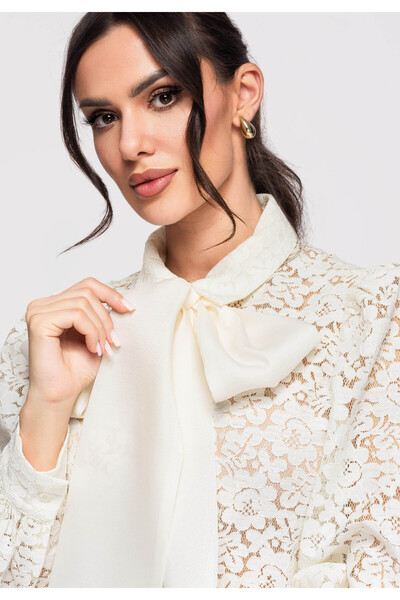 OMBRE Femei Cămașă Dantelă Elegantă OW-SH-E0012 Ecru