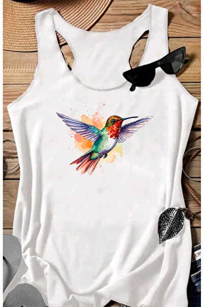 SUNFREE Colorful Bird B Printed Women's Sleeveless Swimmer Athlete Tshirt