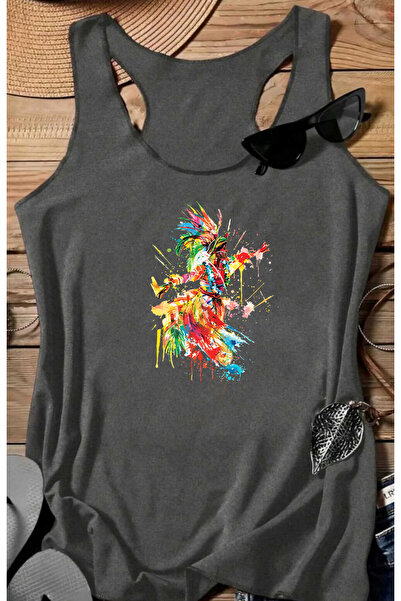 SUNFREE ETNİK DANS B cu imprimeu Tricou pentru femei, fără mâneci, pentru înot