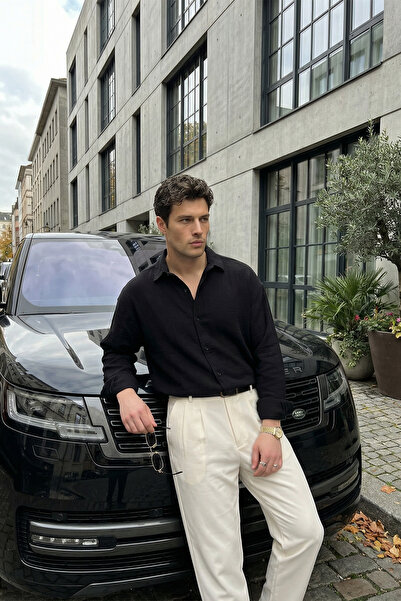 Livio Ferri Yurin Erkek Premium Müslin %100 Pamuk Oversize Uzun Kollu Gömlek