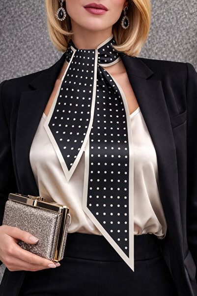 tarzınısec Choose Your Style Narin Nokta Patterned Black Tie / Scarf / Foular...