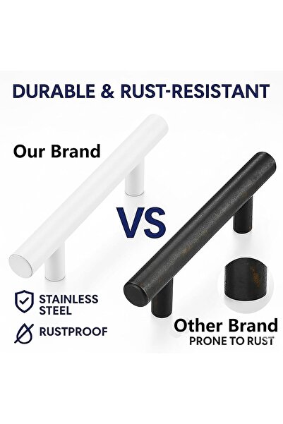 EXL 14 Pack 5 Inch Cabinet Pulls Matte White Stainless Steel Kitchen Drawer H...