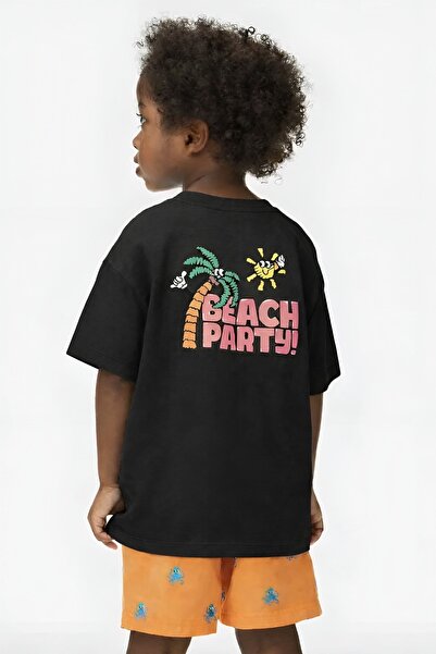 BENROMA Beach Party Printed Oversized Unisex Children's T-Shirt 1Gh2