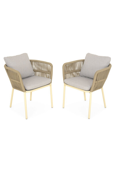 Maison Mex Set 2 scaune dining gradina/terasa CLIFF L.64.5 l.61.5 H.72 bej/gri