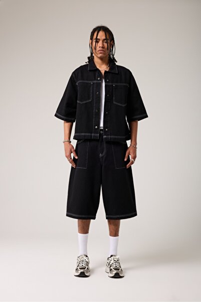 2512 Clothing Stitched Oversized Denim Shirt