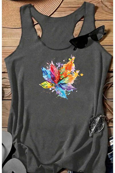 SUNFREE COLORFUL LEAF B cu imprimeu Tricou pentru femei, fără mâneci, pentru ...