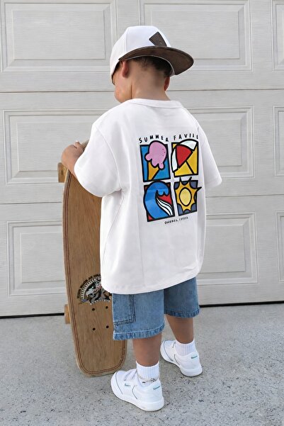 BENROMA Summer Printed Oversized Unisex Children's T-Shirt 1Gh4