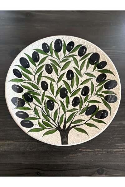 Ayosse Handmade 25 cm Olive Tree Patterned Ceramic Decorative Plate