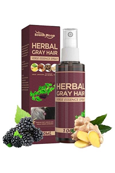 Herbal بخاخ لتغميق الشعر 100 مل، مضاد للشيب، سيروم للعناية بالشعر، يُسوّد الش...