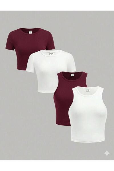 MİLYA&GYM Kadın 4'lü Paket Fitilli Kaşkorse Pamuklu Vücuda Yapışan Bisiklet Y...