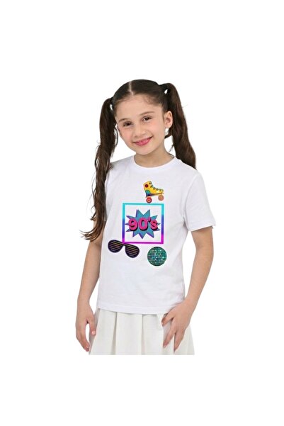 ERDEM KIDS Unisex 90'Lar Temalı Baskılı Pamuklu Basic T-Shirt