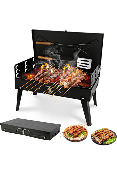 Sumkyle Portable Charcoal Grill Foldable BBQ Grill Kit Compact Camping Outdoo...