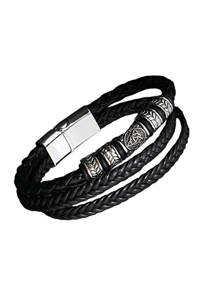 EFAYN.RO Bratara cu rune celtice si accesorii multiple, model funie impletita...