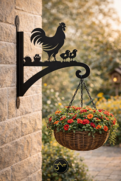 3Art Metal Dekorasyon Tic.Ltd.Şti Dekoratif Duvar Tipi Çiçek Askısı - Dış Mek...