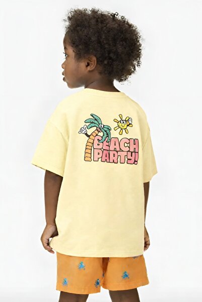 E-ROMA Beach Party Printed Oversized Unisex Children's T-Shirt 1Gh2