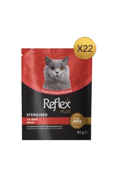 Reflex Hrană umedă Plus pentru pisici adulte sterilizate, vită în jeleu, set ...