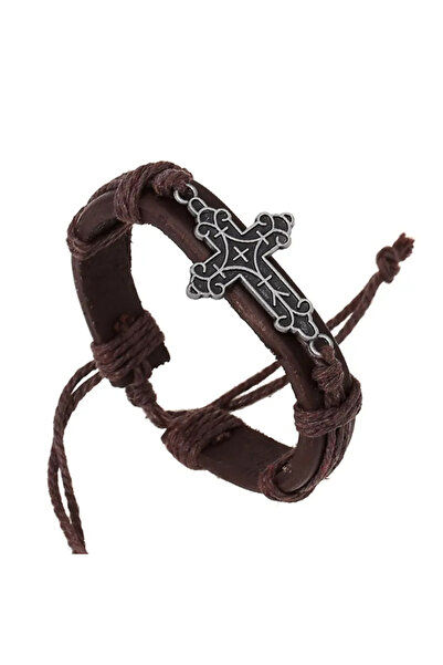 EFAYN.RO Cross bracelet, Orthodox model, adjustable, unisex, brown, EFAYN