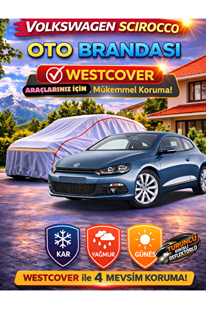 WestCover غطاء سيارة فولكس فاجن سيروكو متوافق (خياطة برتقالية-رفل) من ماركة أ...