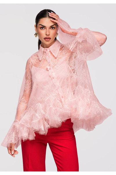 OMBRE Femei Cămașă Dantelă Elegantă OW-SH-E0003 Rose