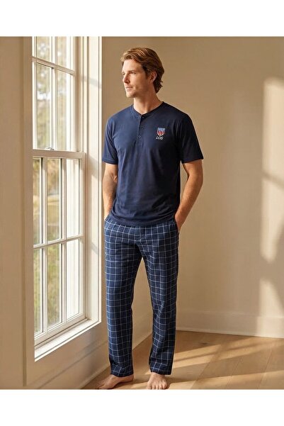 Hirazenmoda Men's Pajama Set Summer Thin Fabric Breathable Comfortable Fit Ho...