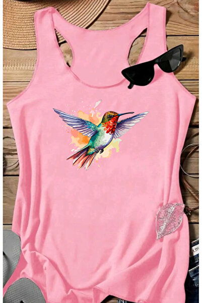 SUNFREE Colorful Bird B Printed Women's Sleeveless Swimmer Athlete Tshirt