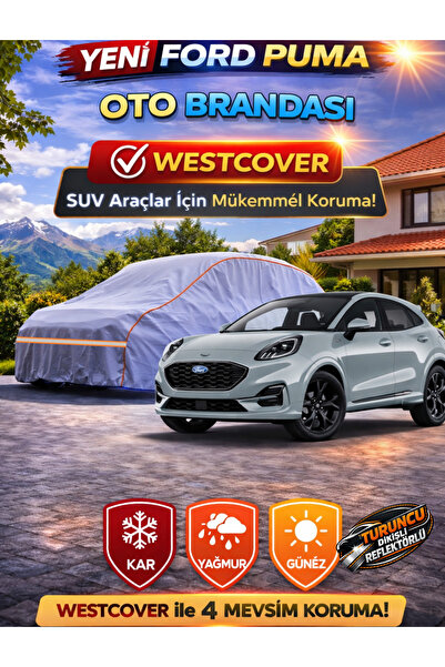 WestCover غطاء سيارة متوافق مع فورد بوما SUV (خياطة برتقالية-رمادية)، غطاء سي...