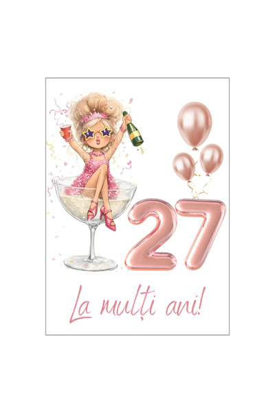 OEM 27th birthday card 13x18cm with envelope, cardboard