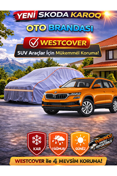 WestCover غطاء سيارة سكودا كاروك الجديد المتوافق (خياطة برتقالية-رمادية)، خيم...