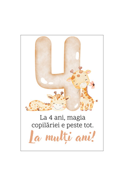 OEM 4th birthday card, 13x18cm, with envelope, cardboard