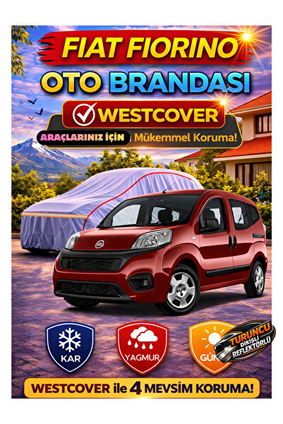WestCover غطاء سيارة متوافق مع فيات فيورينو (خياطة برتقالية-ريف) من ماركة أوت...