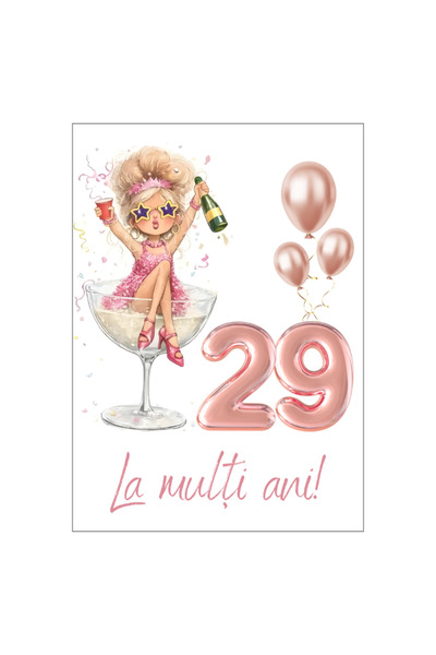 OEM 29th birthday card, 13x18cm, with envelope, cardboard