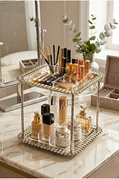 AKSESUAR EVRENİ Loviva Silver Cosmetic Jewelry Organizer Multi-Purpose Organi...