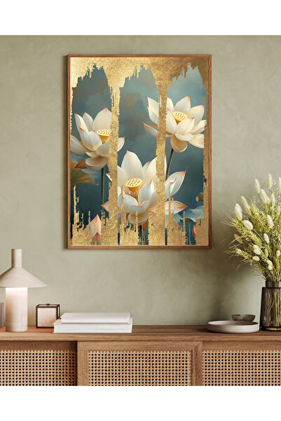 Tuba Decor Tablou într-o singură bucată cu ramă din lemn, serie de artă japandi