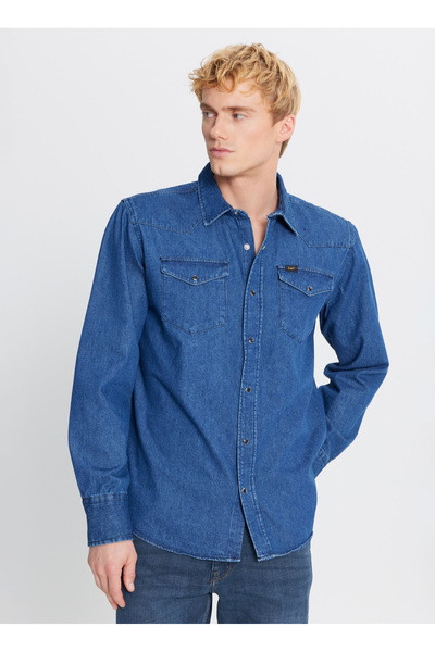 Lee Regular Fit Mavi Erkek Denim Gömlek ML241513927 Mavi Denim Gömlek