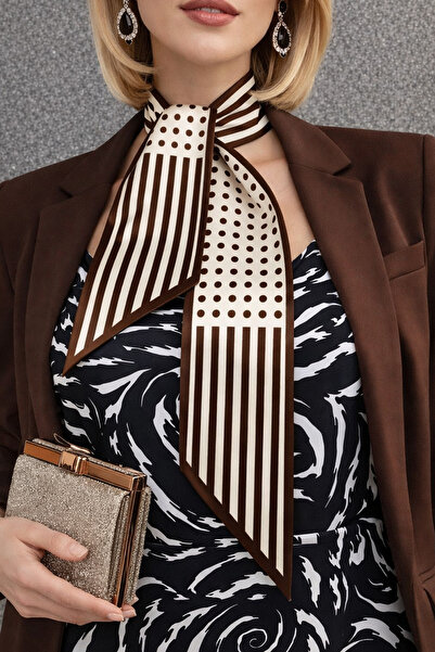 tarzınısec Choose Your Style Striped Nobility Patterned Brown Tie / Scarf / F...