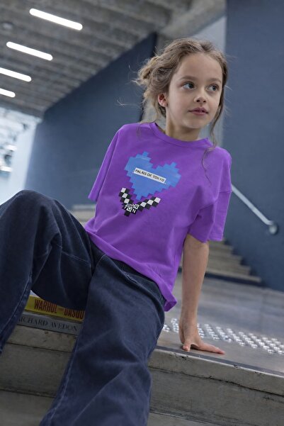 E-ROMA Palais De Tokyo Printed Oversized Unisex Children's T-Shirt 1Gh3