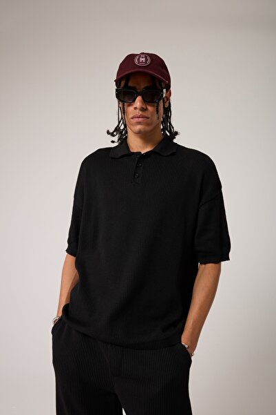 2512 Clothing Polo Collar Textured Knitwear T-Shirt