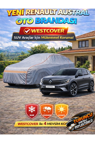 WestCover غطاء سيارة جديد متوافق مع سيارة رينو أوسترال SUV (خياطة برتقالية-رم...