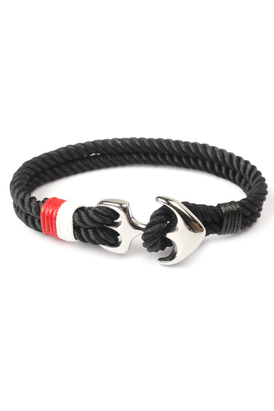 EFAYN.RO Bratara marinar cu ancora, neagra, unisex, EFAYN