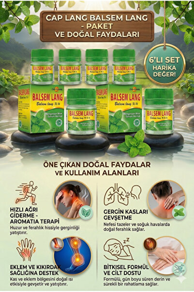 CAP LANG BALSEM LANG 6li set Aromatik Ferahlatıcı Günlük Kullanım Masaj Balsa...