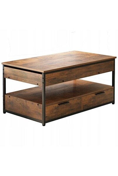 BADU Wooden Coffee Bench, Extendable, with Drawers, for Living Room, 100 cm