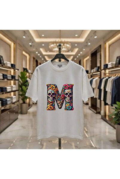 playwear Γράμμα M Οπτικό σχέδιο με στάμπα στο στήθος 100% βαμβάκι Oversize Φα...