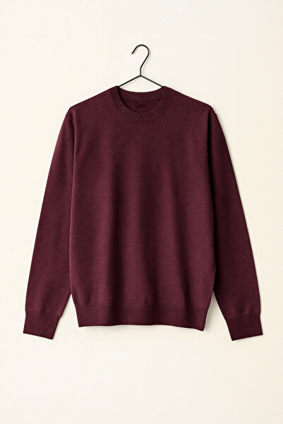 Edwox Men's Crew Neck Regular Fit Sweater Claret Red Cd118