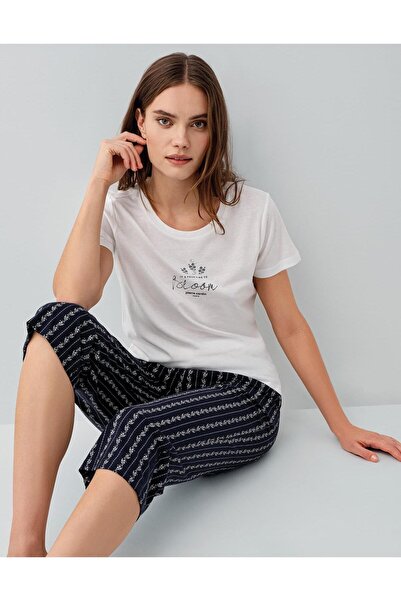 Pierre Cardin Women's Striped Pocket Capri Pajama Set 50% Cotton 50% Modal – ...