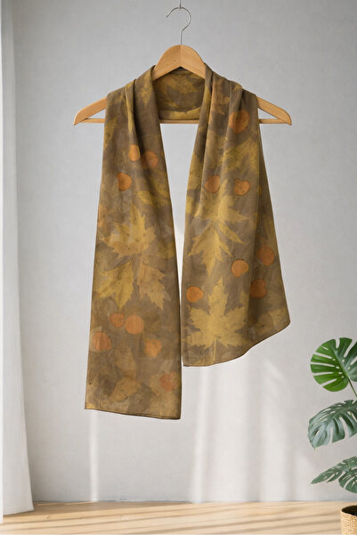 Defne&Apollon İpekçilik 100% Silk Ecoprint Scarf 32 X 154 cm Karma19