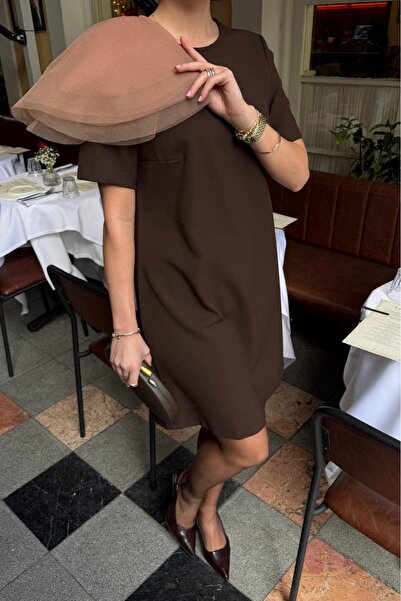 Pulli Collection Tulle Detail Short Dress Brown