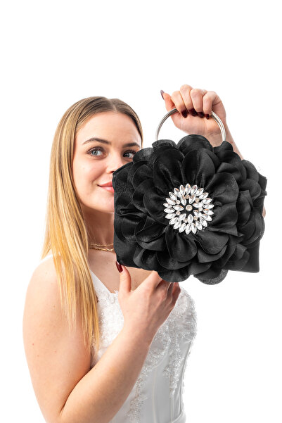 GUSTELLO ΒΑΛΕΝΤΙΝΑ |   Ασημί μεταλλική τσάντα λουλουδιών με λαβή D, βραδινό φ...