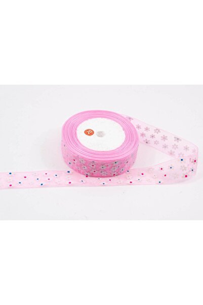 OEM Set 3 role Panglica Organza Floricele 2cm/22m Roz