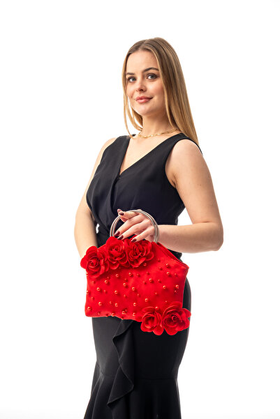 GUSTELLO ΣΕΝΑ |   Ασημί μεταλλική τσάντα λουλουδιών με λαβή D, βραδινό φόρεμα...